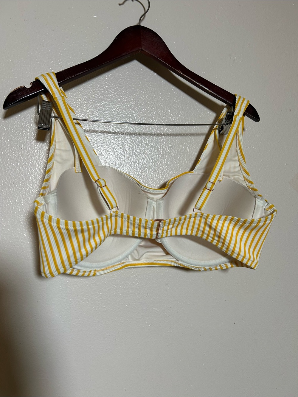 Striped Yellow & White Bikini Top Size 38D - Picture 3 of 9
